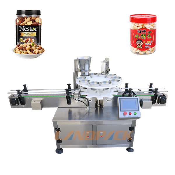 轉盤式顆粒接料機_爆米花枸杞花生瓜子灌裝機